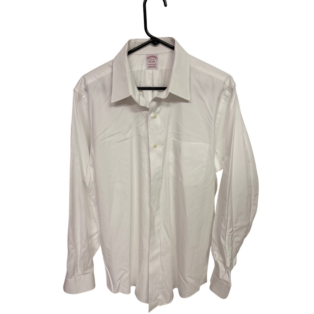 Brooks Brothers Mens Traditional Fit Supima Cotton Dress Shirt White 16-35